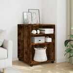 vidaXL Table d'appoint avec roues chêne fumé bois d'ingénierie