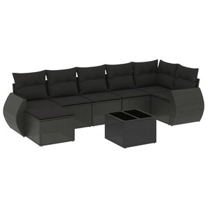 vidaXL Salon de jardin 8 Pièces avec coussins noir résine tressée