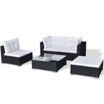 Salon de jardin meuble d'extérieur ensemble de mobilier 5 pièces avec coussins résine tressée noir 02_0016495