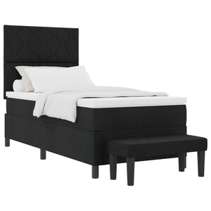 vidaXL Lit à ressort avec matelas et banc noir 90x200 cm tissu