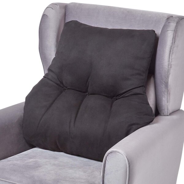 Coussin lombaire ergonomique en suédine  Noir - HOMESCAPES