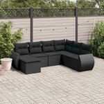 vidaXL Salon de jardin 7 Pièces avec coussins noir résine tressée