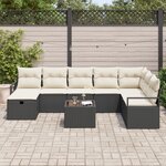 vidaXL Ensemble de Canapé de Jardin 9 Pièces avec Coussins en Poly Rattan Noir