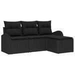 Ensemble de Canapés de Jardin de 4 Pièces avec Oreillers Noir Poly Rattan