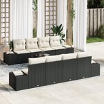 vidaXL Ensemble de jardin 9 pièces avec coussins en poly rotin noir