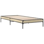 vidaXL Cadre de lit chêne sonoma 100x200 cm bois d'ingénierie et métal
