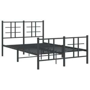 vidaXL Cadre de lit métal avec tête de lit/pied de lit noir 120x190 cm