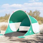 vidaXL Tente de plage 2 personnes vert d'eau escamotable imperméable