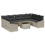 vidaXL Ensemble de Salle à Manger de Jardin 10 Pièces avec Coussins Gris en Rattan Synthétique