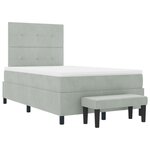 vidaXL Lit à ressort avec matelas et banc gris clair 120x190 cm en velours