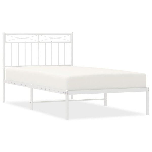 vidaXL Cadre de lit métal sans matelas et tête de lit blanc 100x190 cm