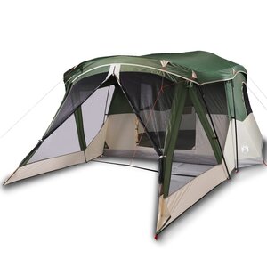 vidaXL Tente de camping avec porche 4 personnes vert imperméable