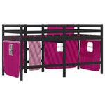 vidaXL Lit mezzanine enfants et rideaux rose 90x190cm bois pin massif