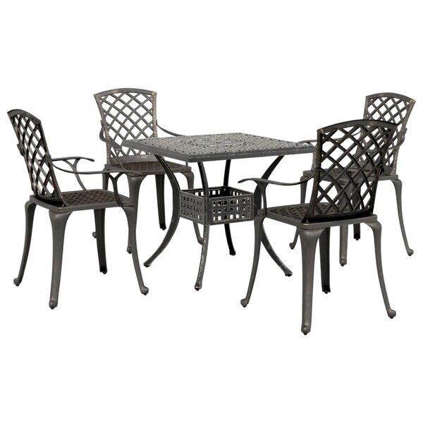 vidaXL Ensemble manger de jardin 5 Pièces bronze aluminium coulé