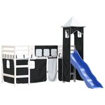 vidaXL Lit mezzanine enfants et tour sans matelas blanc noir 80x200cm