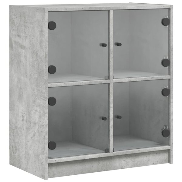 vidaXL Armoire latérale avec portes en verre gris béton 68x37x75 5 cm