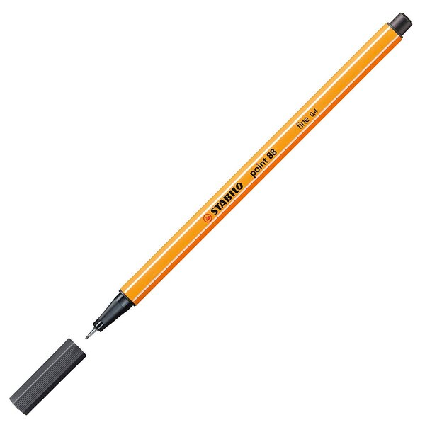 Stylo-Feutre POINT 88 Pointe Fine 0 4 mm gris très foncé x 10 STABILO