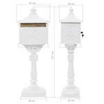 Boîte aux lettres sur pied Aluminium Vintage Antirouille Blanc