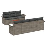 Ensemble de canapé de jardin 8 pièces avec coussins Gris Poly Rotin Acacia