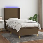 vidaXL Sommier à lattes de lit matelas LED Marron foncé 90x200cm Tissu