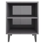 vidaXL Tables de chevet pieds en métal 2 Pièces gris brillant 40x30x50 cm