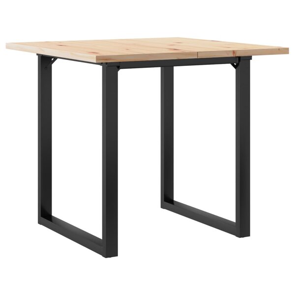 vidaXL Table à manger cadre en O 90x90x75 5cm bois de pin massif fonte