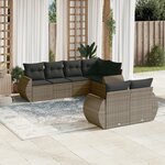 vidaXL Salon de jardin avec coussins 7 Pièces gris résine tressée