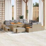 Ensemble de canapé de jardin vidaXL 13 pièces avec coussins beige poly rotin acacia