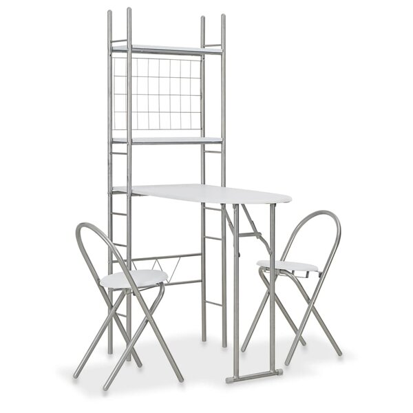 vidaXL Ensemble à dîner pliant 3 Pièces et étagère de rangement MDF acier