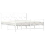 vidaXL Cadre de lit métal sans matelas et pied de lit blanc 160x200 cm