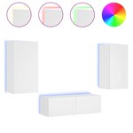 vidaXL Meuble TV muraux 3 Pièces avec lumières LED blanc