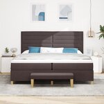 vidaXL Lit à sommier avec matelas et banc Marron Foncé 200x200 cm Tissu