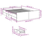 vidaXL Cadre de lit avec tiroirs sans matelas chêne sonoma 135x190 cm