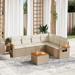 vidaXL Salon de jardin avec coussins 7 Pièces beige résine tressée