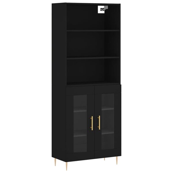 vidaXL Buffet haut Noir 69 5x34x180 cm Bois d'ingénierie