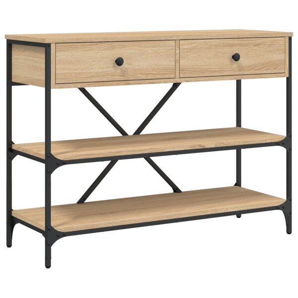 vidaXL Table console avec tiroirs et étagères chêne sonoma