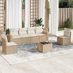 vidaXL Salon de jardin avec coussins 7 Pièces beige résine tressée