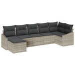 vidaXL Ensemble de Canapé de Jardin 7 Pièces avec Coussins Gris Clair Rattan Poly