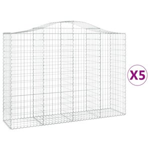 vidaXL Paniers à gabions arqués 5 Pièces 200x50x140/160 cm Fer galvanisé