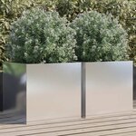 vidaXL Jardinières 2 Pièces argenté 49x47x46 cm acier inoxydable