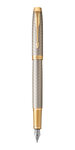 PARKER IM Premium Stylo plume  gris argenté  plume fine  encre bleue  Coffret cadeau