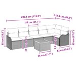 Ensemble de Sofa de Jardin vidaXL 7 Pièces avec Coussins Beige Poly Rattan Acacia
