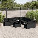 vidaXL Salon de jardin 11 Pièces avec coussins noir résine tressée