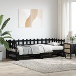vidaXL Lit coulissant sans matelas noir 2x(80x200) cm Bois massif