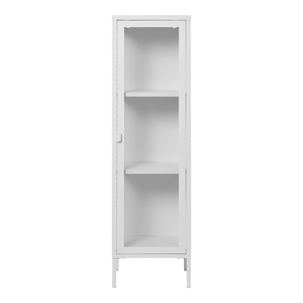 Vitrine 1 porte vitrée acier blanc 40 x 35 x 140 cm