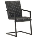 vidaXL Chaises à manger cantilever lot de 4 noir cuir véritable