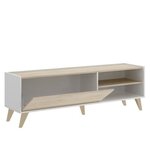 Ensemble meuble TV table basse buffet - Mélaminé - Style scandinave - chêne et blanc