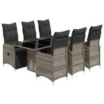 vidaXL Ensemble de bistro de jardin 7 Pièces coussins gris poly rotin