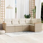 vidaXL Salon de jardin avec coussins 5 Pièces beige résine tressée