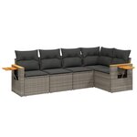 vidaXL Salon de jardin 5 Pièces avec coussins gris résine tressée
